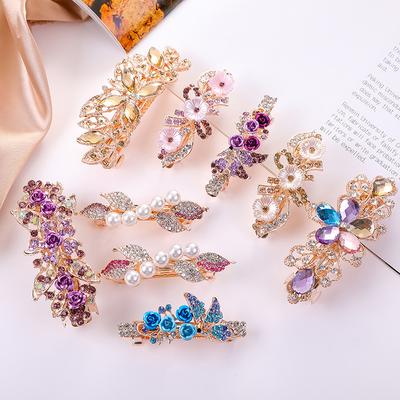 Women Fashion Flower Leaf Crystal Crystal Stone Hair Barrette Clip Hairpin Jewelry Hairs Trinket