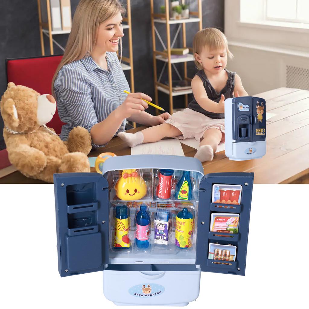 Toy Refrigerator Cultivate Interest Hands On Ability Appropriate Size Many Cute Accessories Kids Toy Fridge for Kids