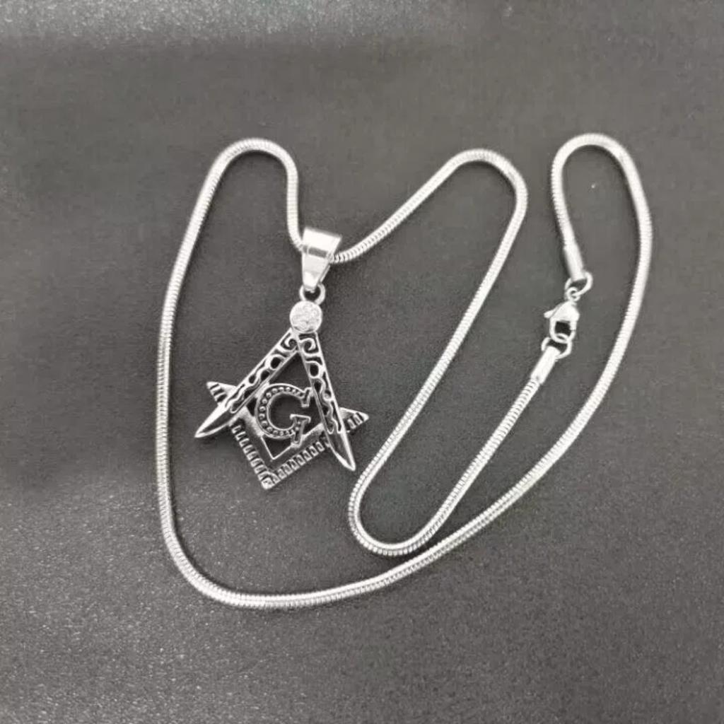 Mason Necklaces Pendants Gold Silver Color 316L Stainless Steel Round Snake Chain For Women/Men Masonic Symbol Jewelry