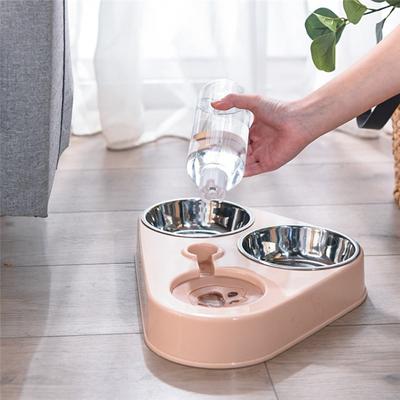 Haustierprodukte Haustier Drei Näpfe Katze Und Hund Reisschüssel Anti-Umkippen Automatisches Trinkwasser Katzen-Trinknapf