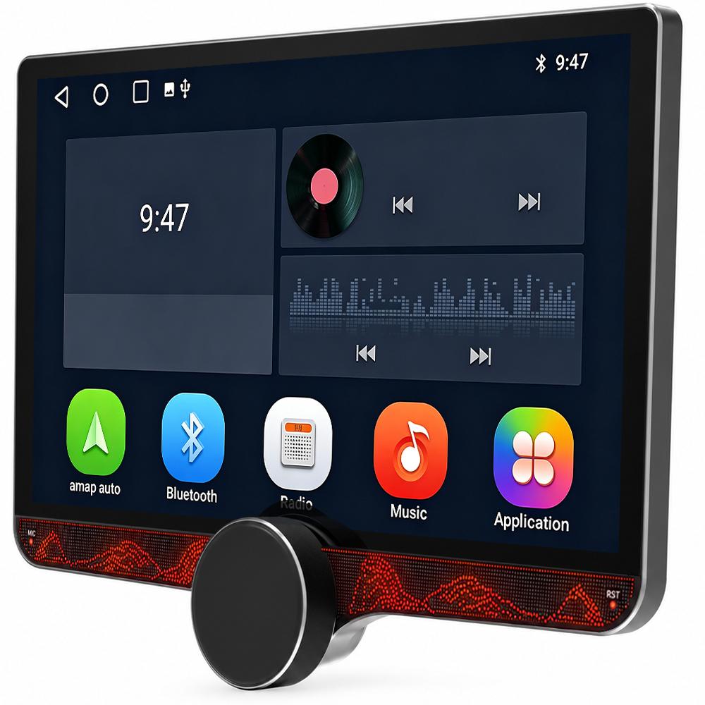 Car Audio System, 10.1-inch, Universal Fit, GPS Navigation, Supports CarPlay, Android Auto, 5G Wi-Fi, Bluetooth 5.0, Android 15