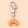 Cute Resin Simulation Food Keychain Waffle Croissant Baguette Bread Key Ring Pendants for Women Girls Handbag Decor Jewelry Gift