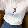 Skeleton Dance Graphic Women Men T-Shirt Summer Fashion Bohemian Vinatge Gothic Tee Short Sleeves Female Funny Halloween Top