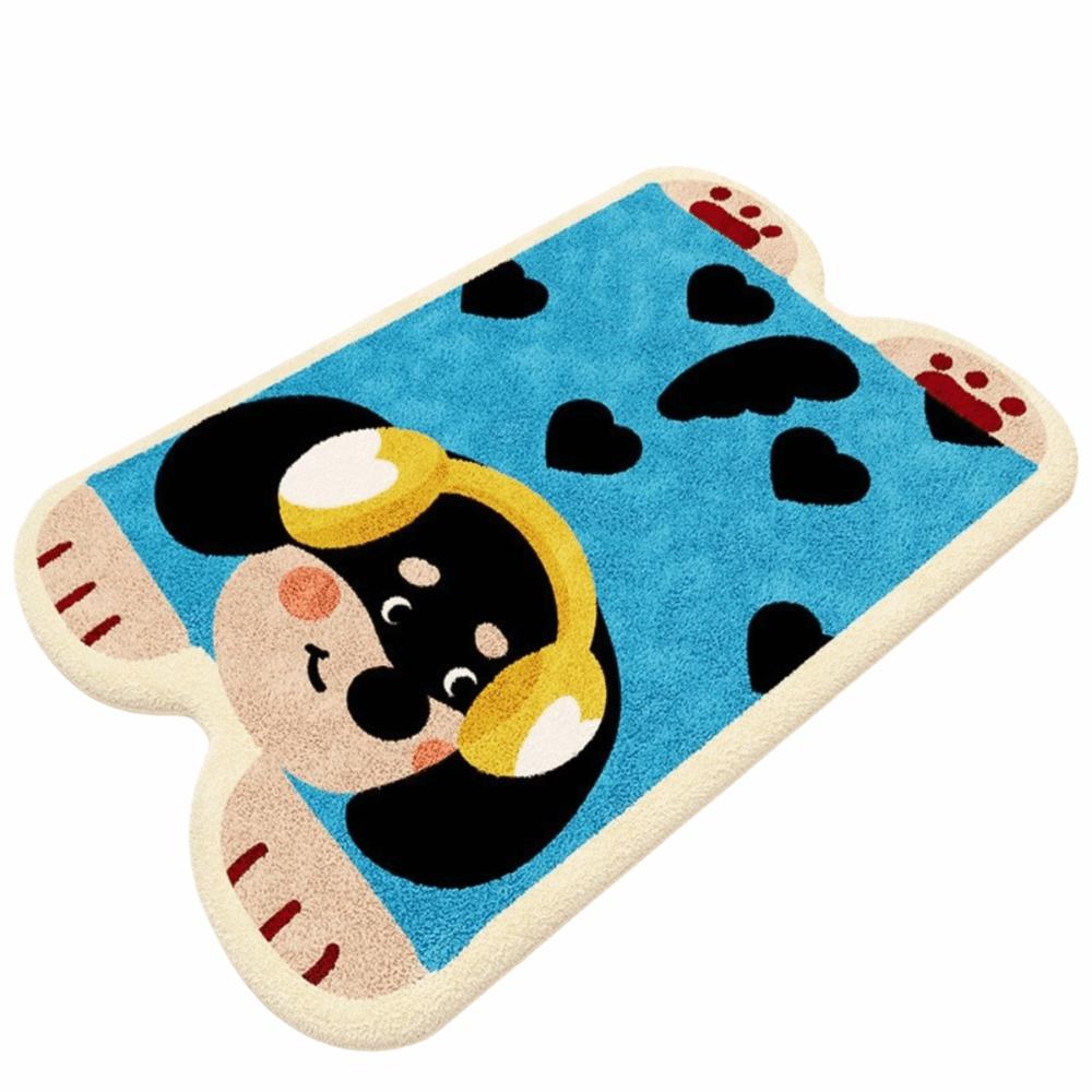 Material Bathroom Floor Mat Cartoon Design Water Absorption Foot Mat Irregular Shaped Non-Slip Toilet Carpet Bathroom Use