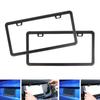 2Pcs 2 Hole Car License Plate Frame Rustproof Universal License Plate Cover Black Stainless Steel Car Frame Plate Front Rear
