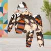 Girls Cute Lamb Printed Hooded Long Sleeve Two Piece Set Kangaroo Pocket Cuffed Pants Outfit