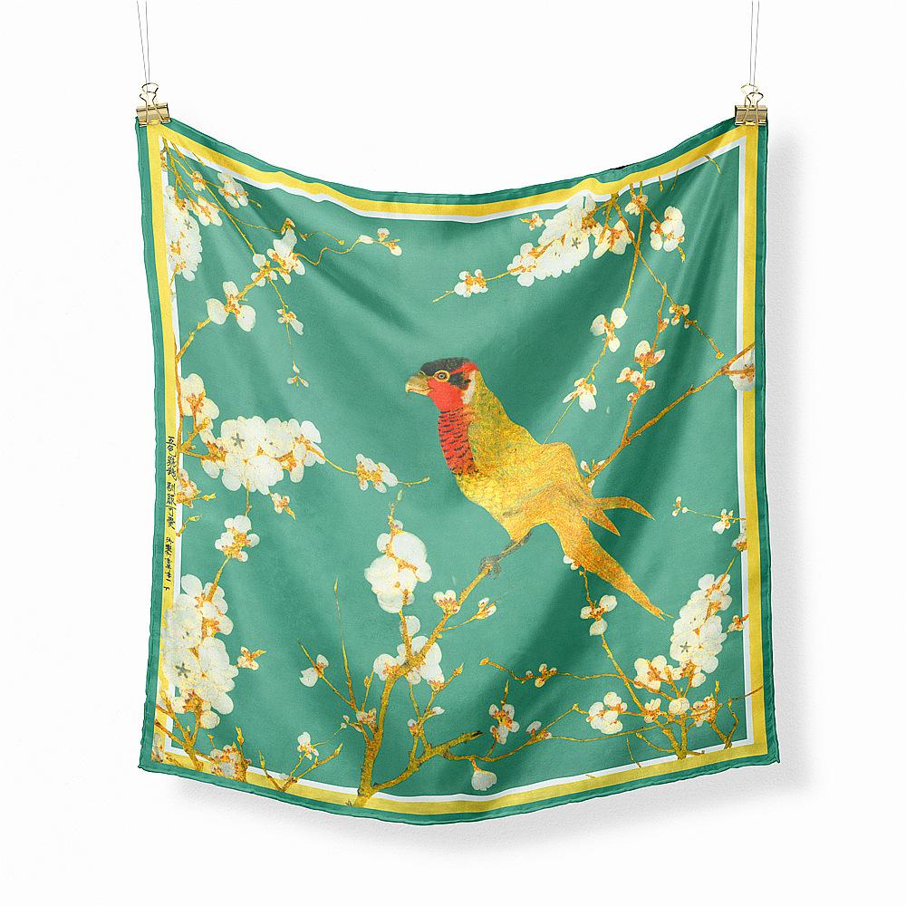 Famous Oil Painting Twill Silk Scarf Fashion Women Scarf Wraps 53cm Square Scarves Head Scarf Hijab Neckerchief Bandana