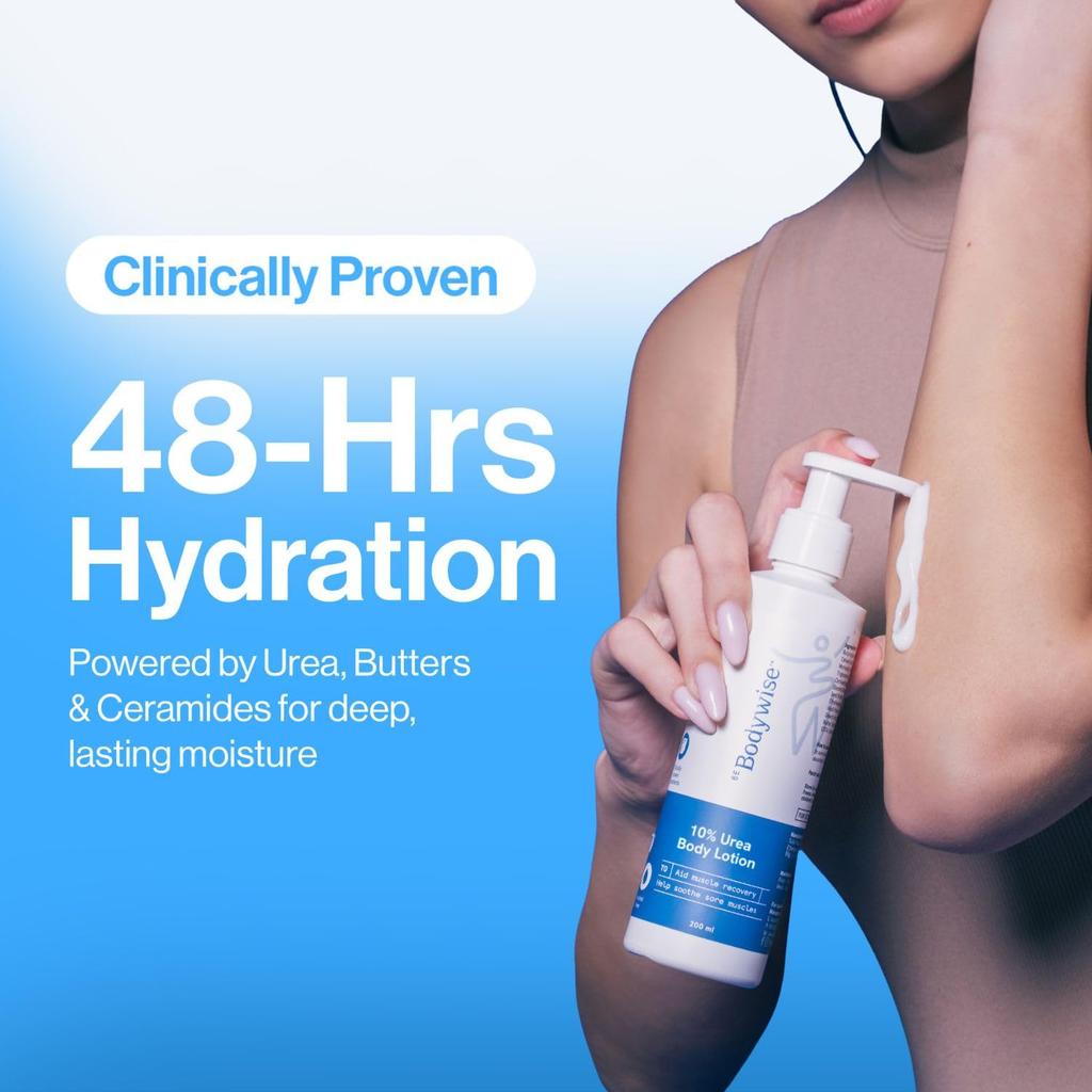 Be Bodywise 10% Urea Body Lotion 200ml | 48 Hour Dry Skin Relief | For Very Dry & Flaky Skin | With Ceramides, Kokum & Mango Seed Butter | Non-Greasy