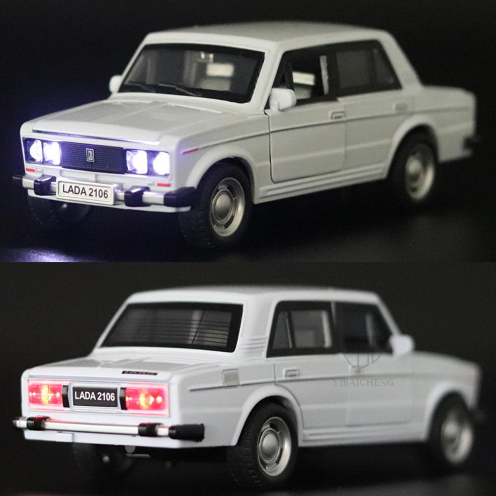 1/32 skala LADA 2106 odlany model samochodu zabawka, wycofać pojazd zabawkowy z dźwiękiem i światłem dla dzieci maluch chłopcy dziewczęta kolekcja prezentów