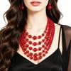 Layered Faux Pearl Choker Necklace and Earring Set Elegant Fashion Jewelry Gift for Women Wedding Party