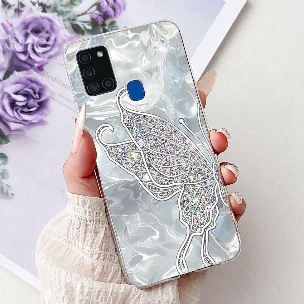 For Samsung A21s Case Cover Clear Fashion Luxury Cute Painted Back Cover For Samsung Galaxy A21s Phone Case A217F A217M A217N
