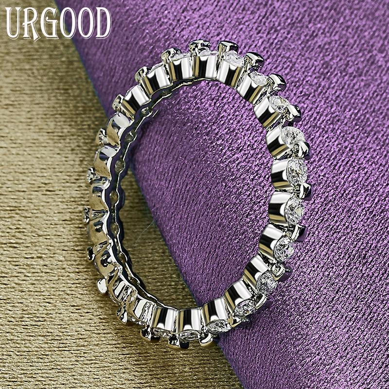 925 Sterling Silber Multi AAA Zirkon Runde Ring Mode Schmuck