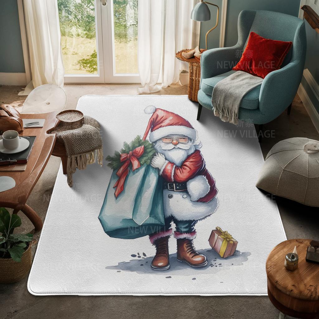 House Entrance Carpet Home Door Mat Living Room Bath Foot Bathroom Non-slip Water Absorption Rugs Bath Merry Christmas Winter