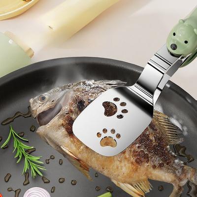 Bear Style Fish Spatula Tongs 2 In 1 Design Suits Frying and Serving Needs Features Non Slip Handle Kitchen Tools