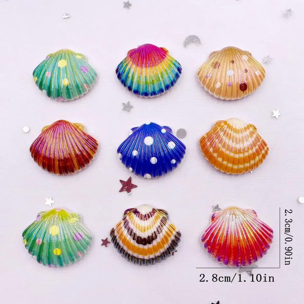 8pcs AB Resin Colorful Flower Shell Figurines Flat Back Cabochon Stone Scrapbook Home Crafts DIY Jewelry Making Accessories