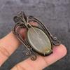 Natural Sunstone Gemstone Handmade Copper Wire Wrap Jewelry Pendant 2.48" E2M15