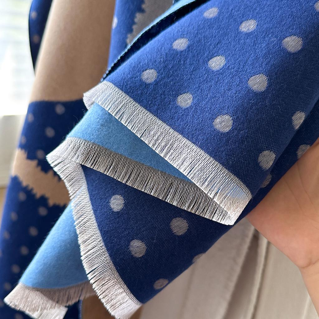 Autumn And Winter Retro Polka Dot Love Cashmere Scarf Women'S Warm Double-Sided Elegant Shawl Outer Scarf