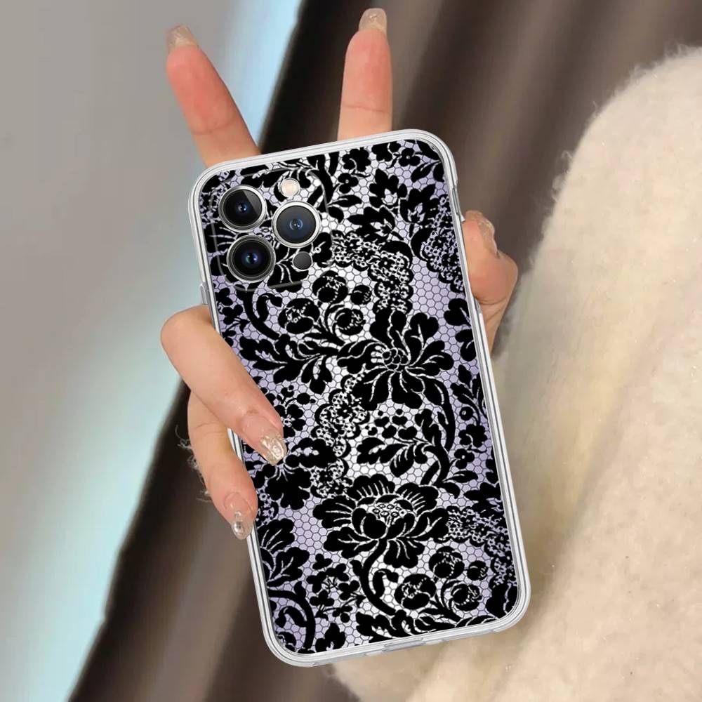 Lace Style Transparent Phone Case For IPhone 17 Air 16 Pro Max 15 14 13 12 11Plus Shockproof Cover