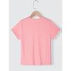 European sizes Girls' Summer Short Sleeve Blouse - Grandma's Girl Lettering & Applique Round Neck Top