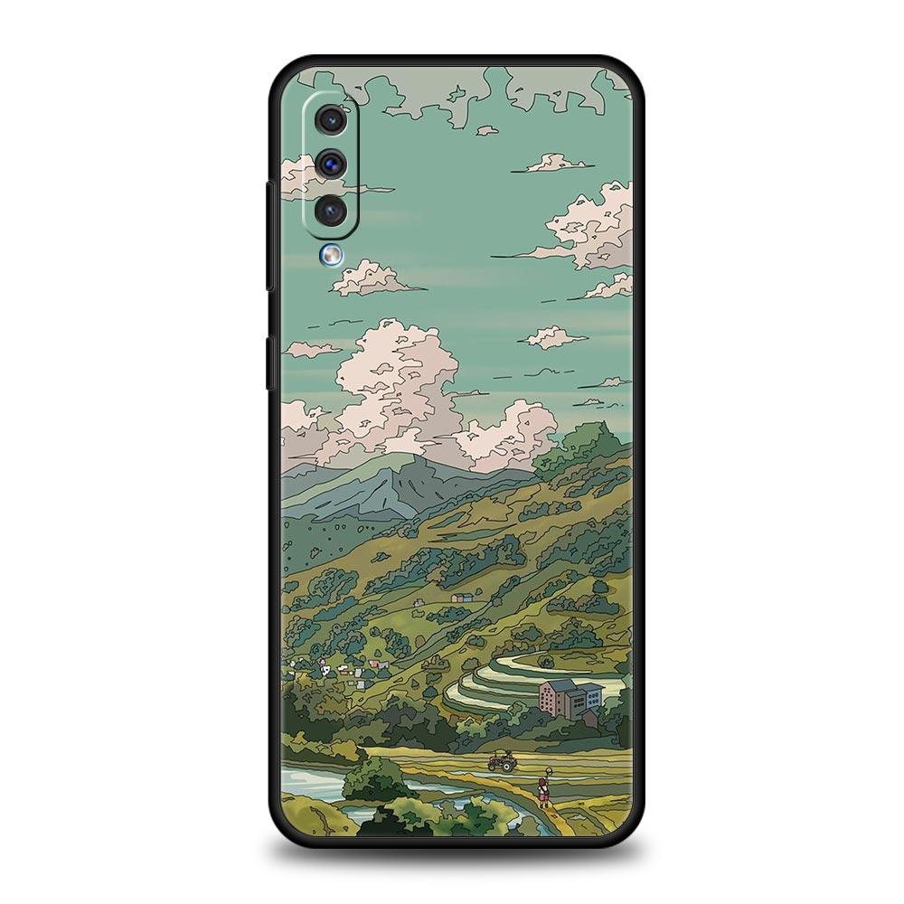 INS Korean Sunset Scenery Case For Samsung A12 A14 A32 A50 A70 A20E A20S A10 A10S A22 A30 A40 A34 A54 A42 A52 5G A02S A04s Cover