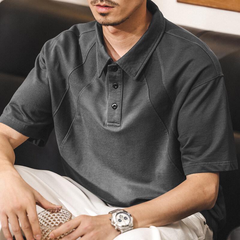 Jielino Men's Retro Loose-Fit Cotton Polo Shirt