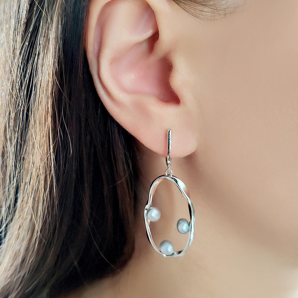 Silver Earrings with Natural Pearls (2128762)