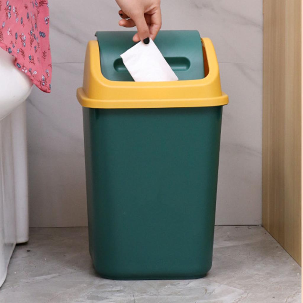 2pcs Swing Lid Waste Can Simple Style Decorative Practical Plastic 360 Degree Rotatable Lid Garbage Can