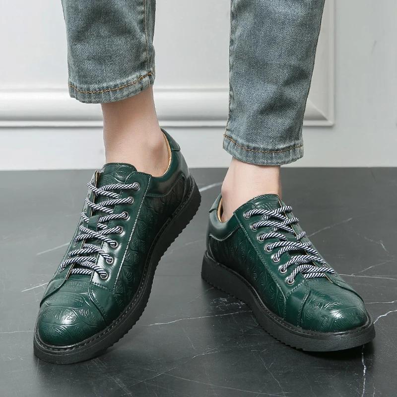 Fashion Brand Men Casual Shoes Leather Fashion Spring New Mens Sneakers Daily Commute Outdoor Versatile Leisure Thick Soled Shoes Man