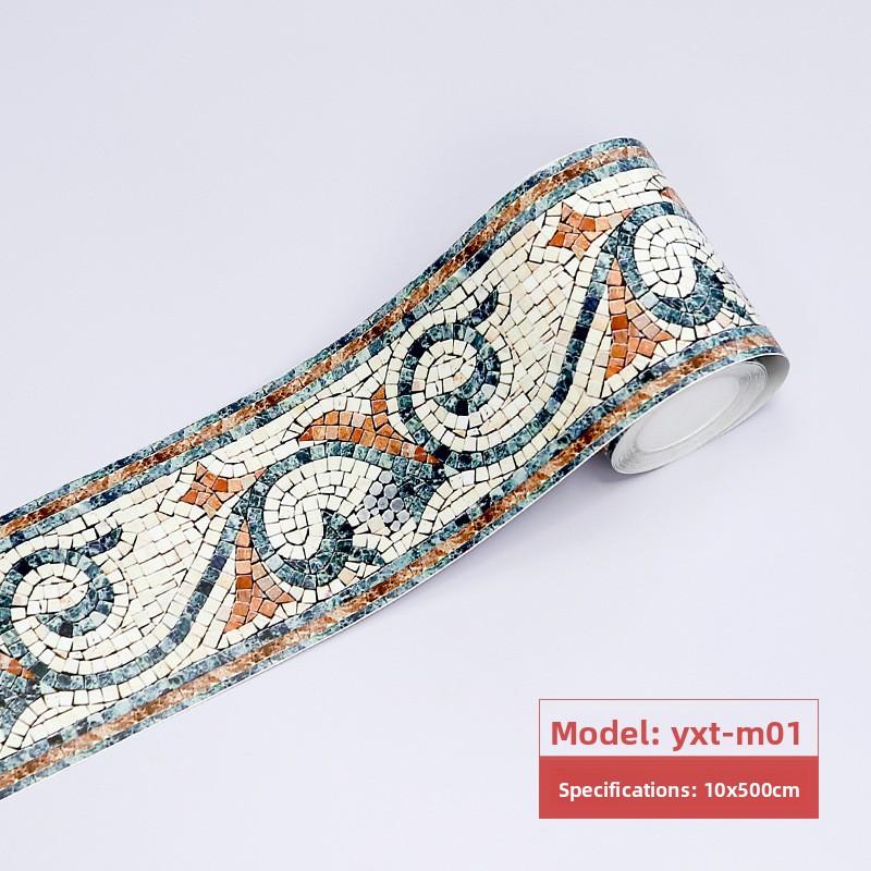 Bathroom Waist Line Sticker Self-adhesive Waterproof Living Room Bedroom Kitchen Skirting Line Tile Sticker Pvc Wallpaper Decorative Wall Sticker