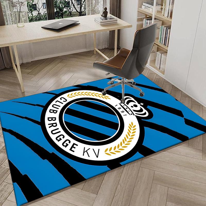 1PC FC Brugge Crest Rug Game Carpet, Floor Mat for Bedroom Living Room Entryway Rug, Home Decor Idea Gift for Christmas birthday