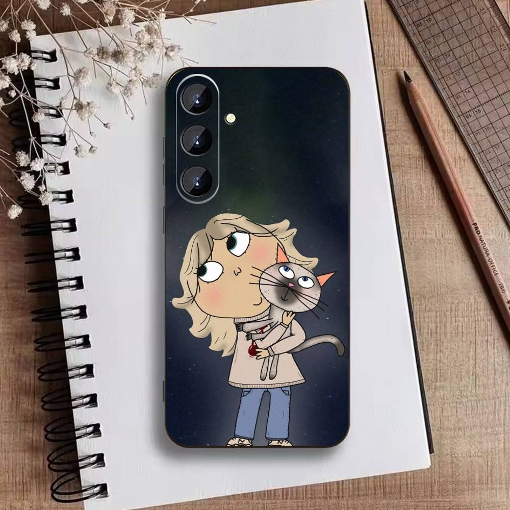 F-Charlie and Lola Cartoon Phone Case For Samsung Galaxy A73,21,22,32,71,53,52,51,80,5G Soft Black Cover