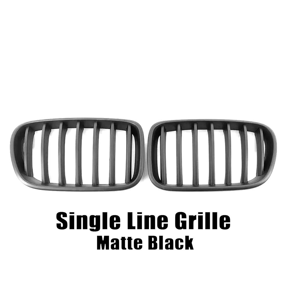 All Black Single Line Style Front Bumper Grilles For BMW X3 F25 2010-2013 Silver Diamonds Style Racing Double Slat Grills