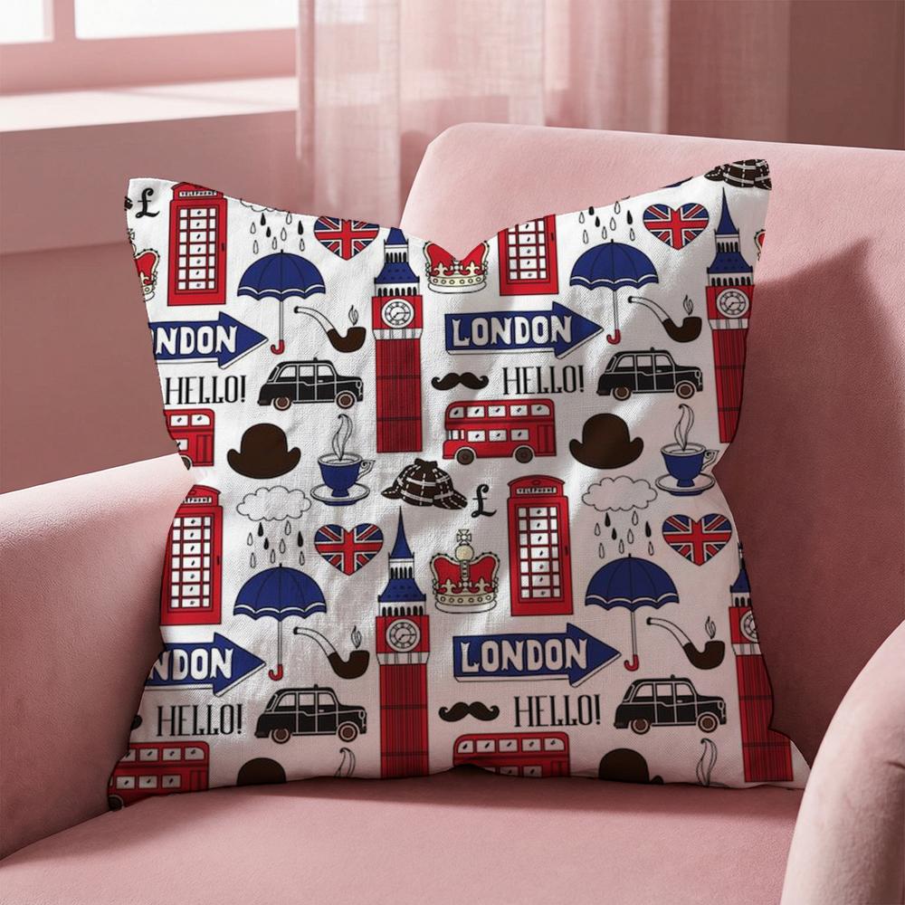 LOVE England Bedruckte Kissenhülle Mehrzweck-Kissenbezug für Zuhause & Auto - Wendbar, Weich & Langlebig für den täglichen Gebrauch