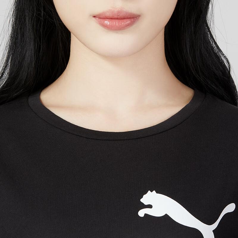 Puma American Retro Letter Logo Print Breathable Loose Casual Short Sleeve T-Shirt Women Tops Black 673655-01