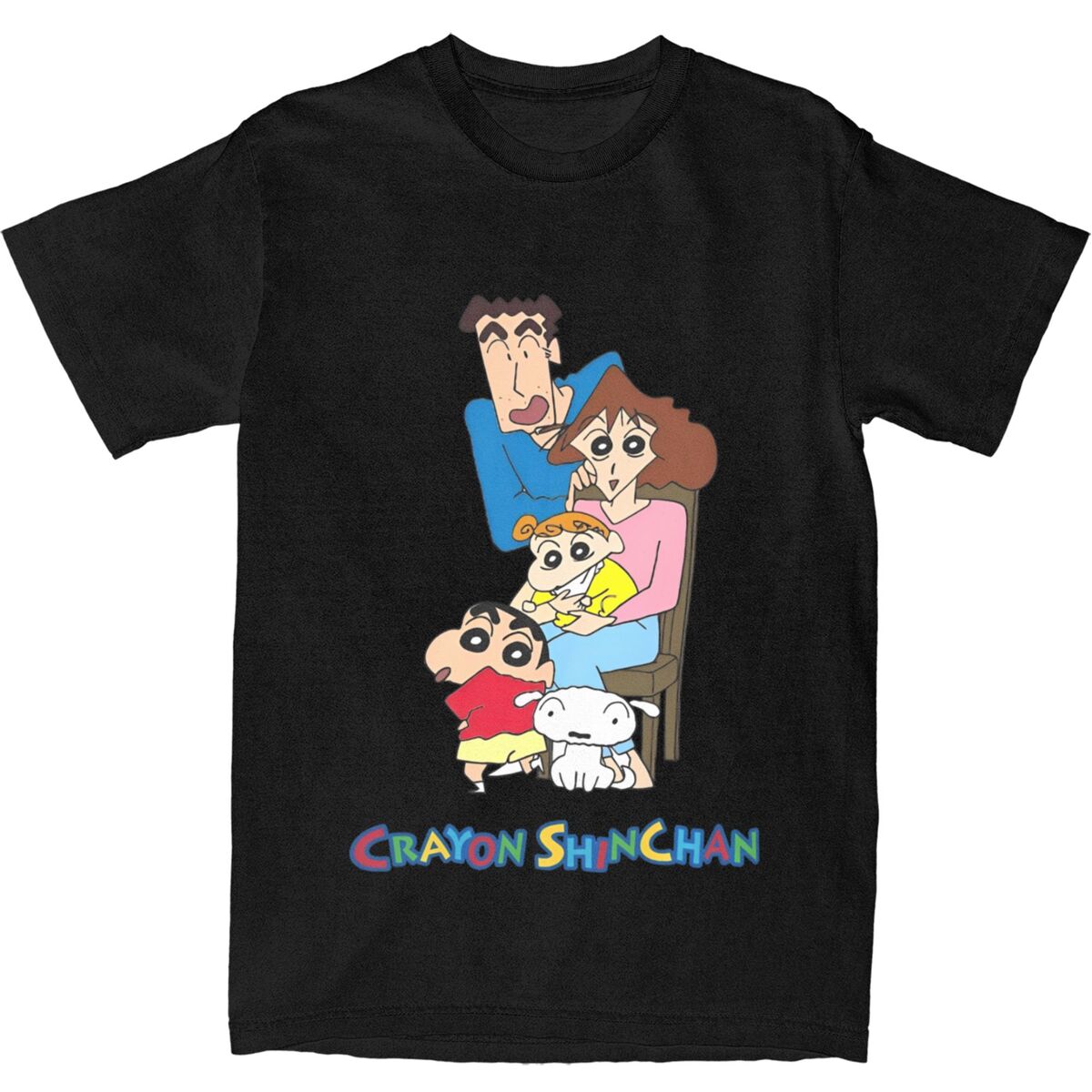 

2026 Summer Comic Form Crayon Shinchan Image 100 Cotton Printed Oversize Casual Tshirt Adult Children Parentchild Top y2k S