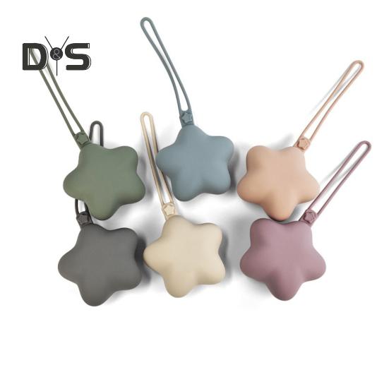 Star Shaped Pacifier Holder Case with Hanging Rope Food Grade BPA Free Portable Silicone Pacifier Protector Case
