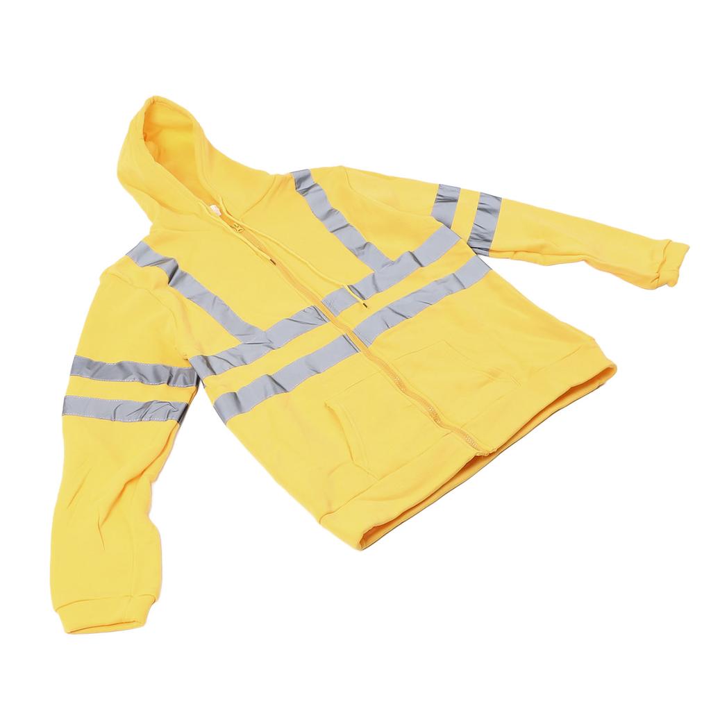 Herren Warnschutz-Sweatshirt Hohe Sichtbarkeit Reflektierende Streifen Reißverschluss Fleece Winddicht Hi Vis Sicherheitsjacke Gelb XL