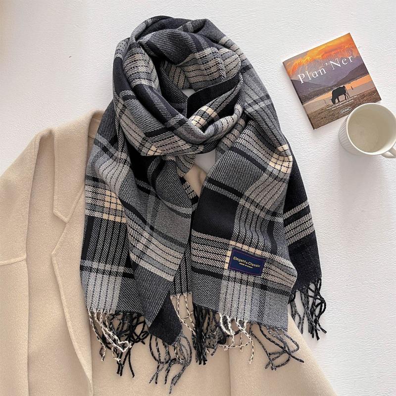 Autumn and winter new versatile scarf women's thickened woven thick beard fringed warm scarf imitation cashmere shawl
