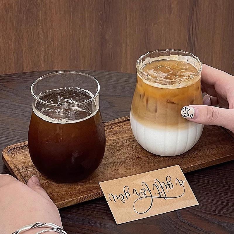 350Ml Creative Glass Cup Transparent Coffee Mug Cold Drink Cups Ice Juice Milk Cappuccino Cocktails Glass Cups Drinkware Bottle