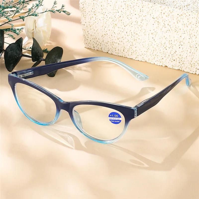 Anti Blue Light Eyeglasses Vintage Cat Eye Pc Clear Lens Presbyopia Glasses Fashion Progressive Color Reading Glasses for Women