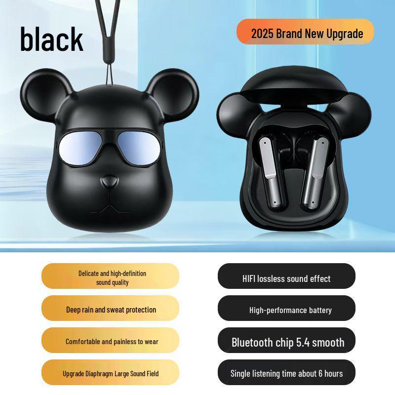 2025 Violent Bear Bluetooth Earphones: Wireless, Mini, High Quality, Long Battery Life, T58 Gift Ornament