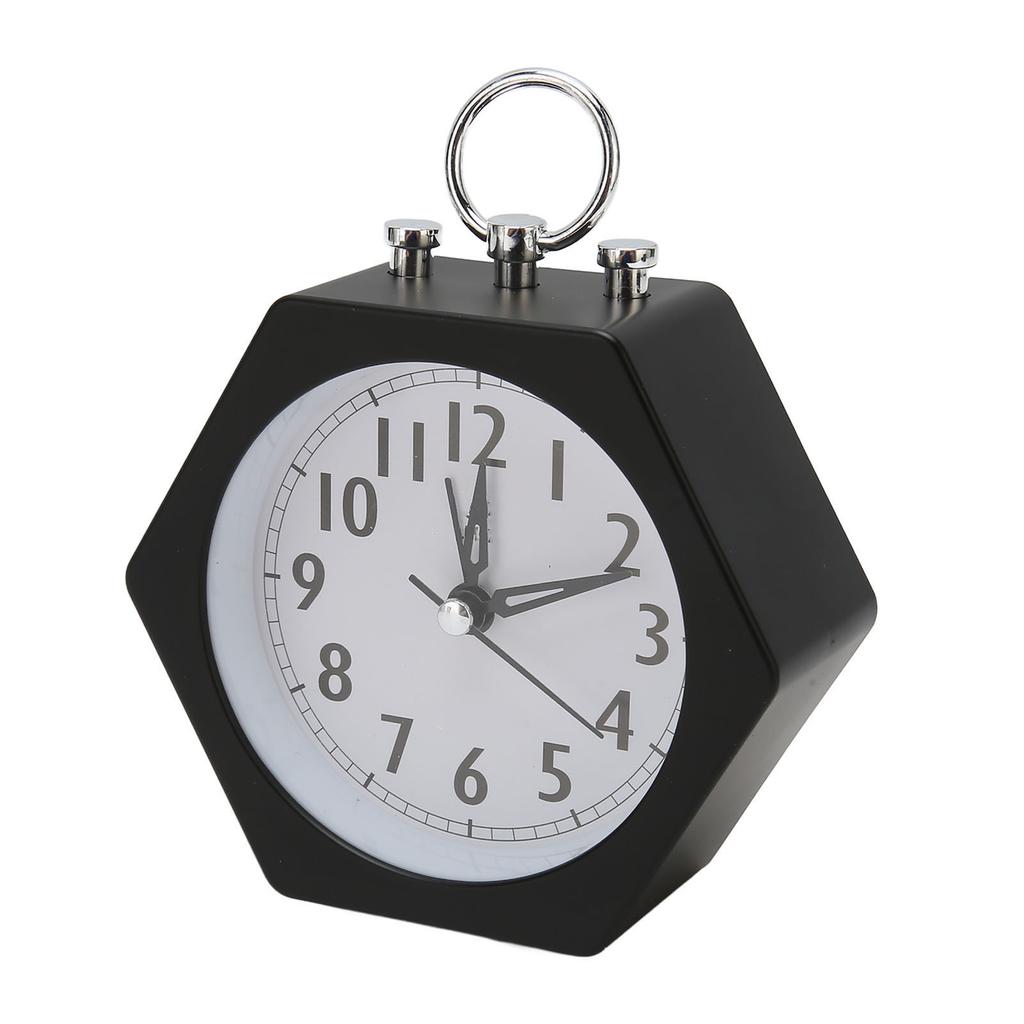 Polygon Alarm Clock Metal Shell Stable Quiet Compact Alarm Clock for Student Black