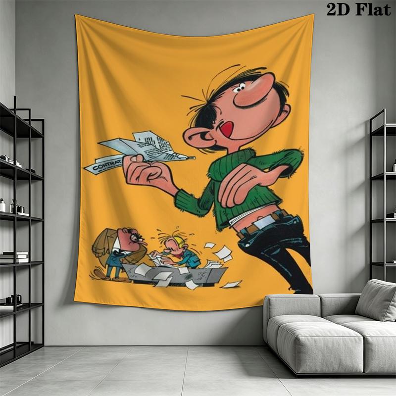 Gaston Lagaffe Animal Wall Tapestry Aesthetic Wall Hanging Printed Fabric Blanket Decorative Tapestries for Bedroom Living Room Home Decor