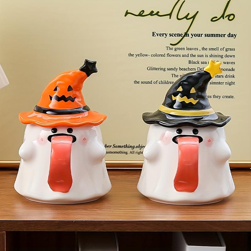 1ks, Halloweenský keramický hrnek se strašidelným víčkem, Roztomilý keramický hrnek na Halloween, Hrnek na kávu, Vhodný do myčky, Dárky na Halloween, Den díkůvzdání a Vánoce