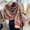 Neue Modemarke Blumen Schal Damen Wärmer Winter Pashmina Nationalstil Schals Stolen Weiblich Dicke Decke Wickeltücher Foulard
