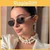 Pearlescent Oval Metal Sunglasses With Uv400 Protection For Stylish Outdoor Fashion