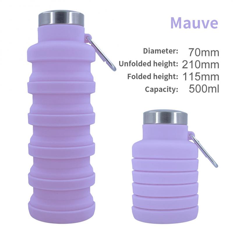 Outdoor Use Travel Active Cup Bpa Free Folding Silicone Water Bottle Portable Retractable Drinking Cup Dropshipping With Carabiner