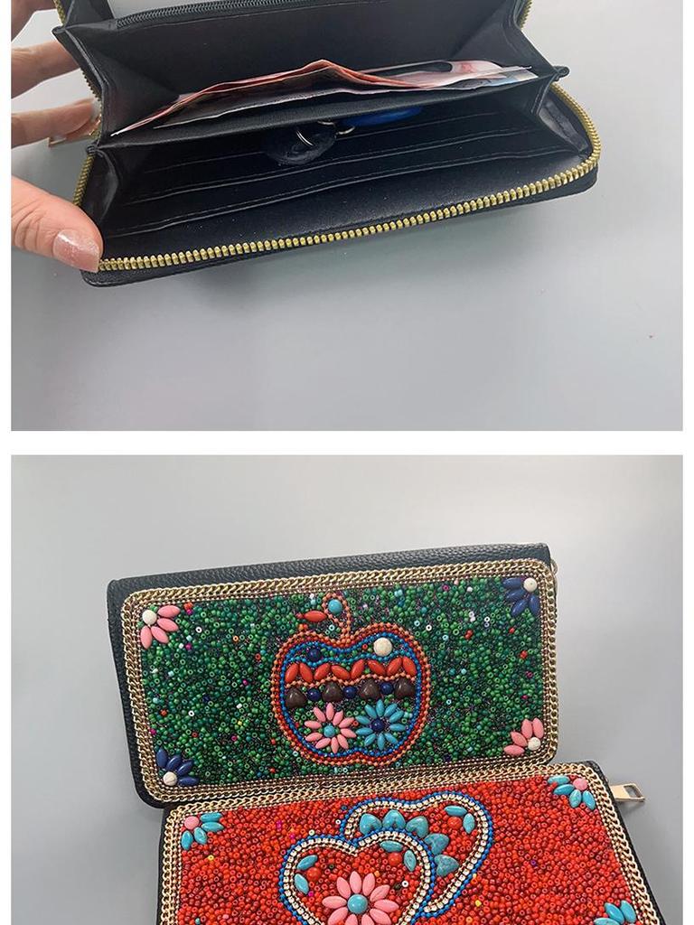 Ręcznie robiona etniczna retro kopertówka: Koraliki Ryżowe Kosmetyczka Wieczorowa na Zamek Błyskawiczny i do Przechowywania