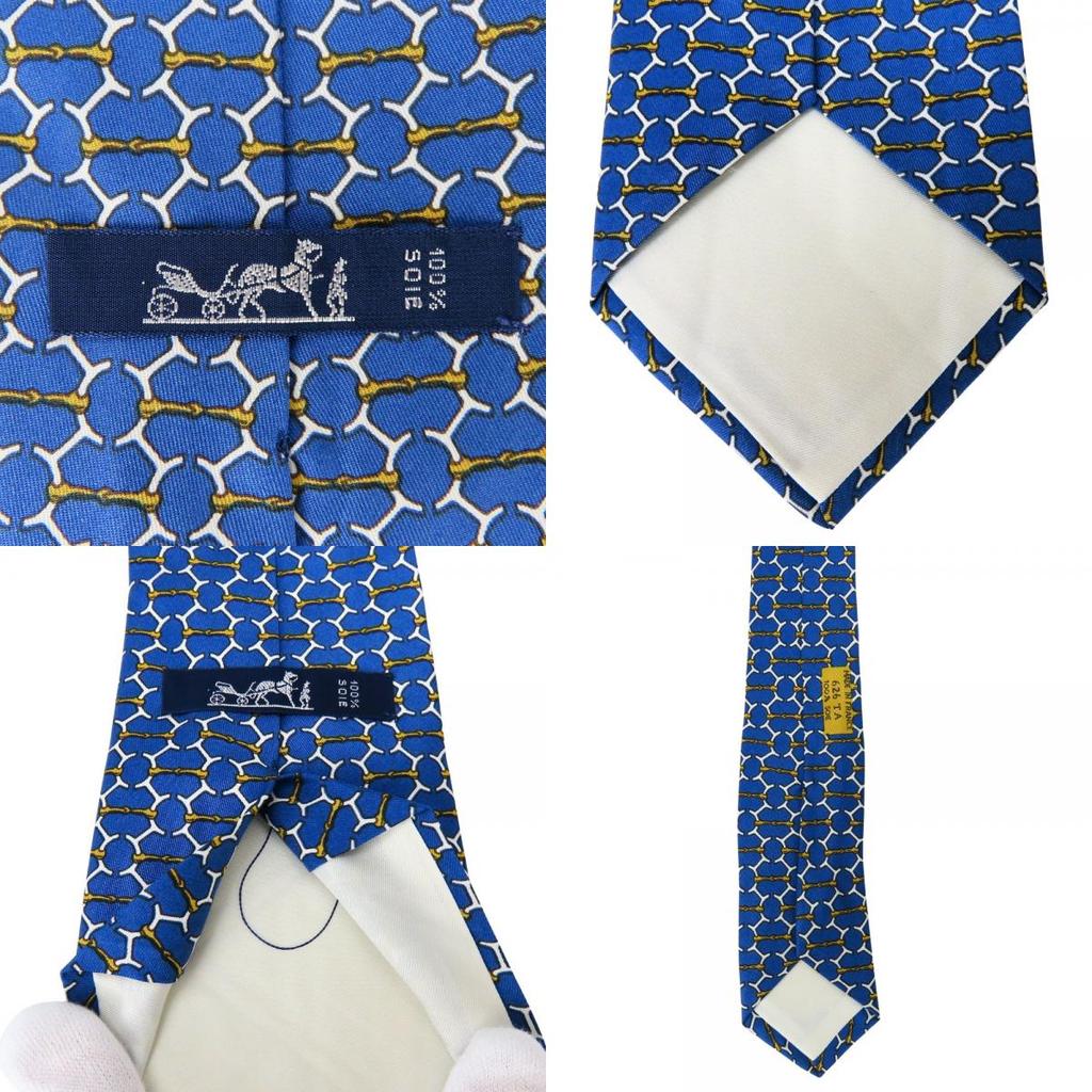 Used HERMES Tie Toyota Limited Edition Silk Blue Gold Business