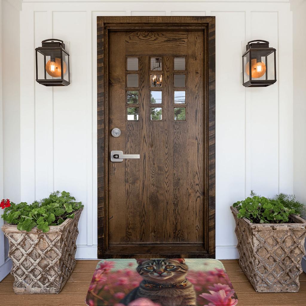 1PC Blossoming Cat Companion Kitchen Rug Non-Slip Door Mat Pop design Bathroom Rug Bath Mat Carpet for Home Sink Laundry Decor